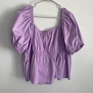 Express Women's Peasant Boho Babydoll Peplum Blouse  SZ XL purple NWT